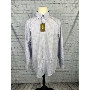 NEW Gold Label Roundtree & Yorke XXL LS Button Down Shirt Purple Plaid Non-Iron